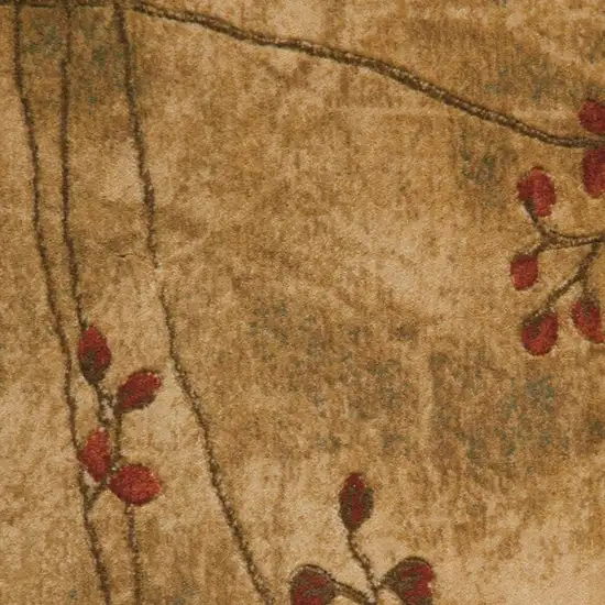 Brown Floral Power Loom Area Rug Photo 1