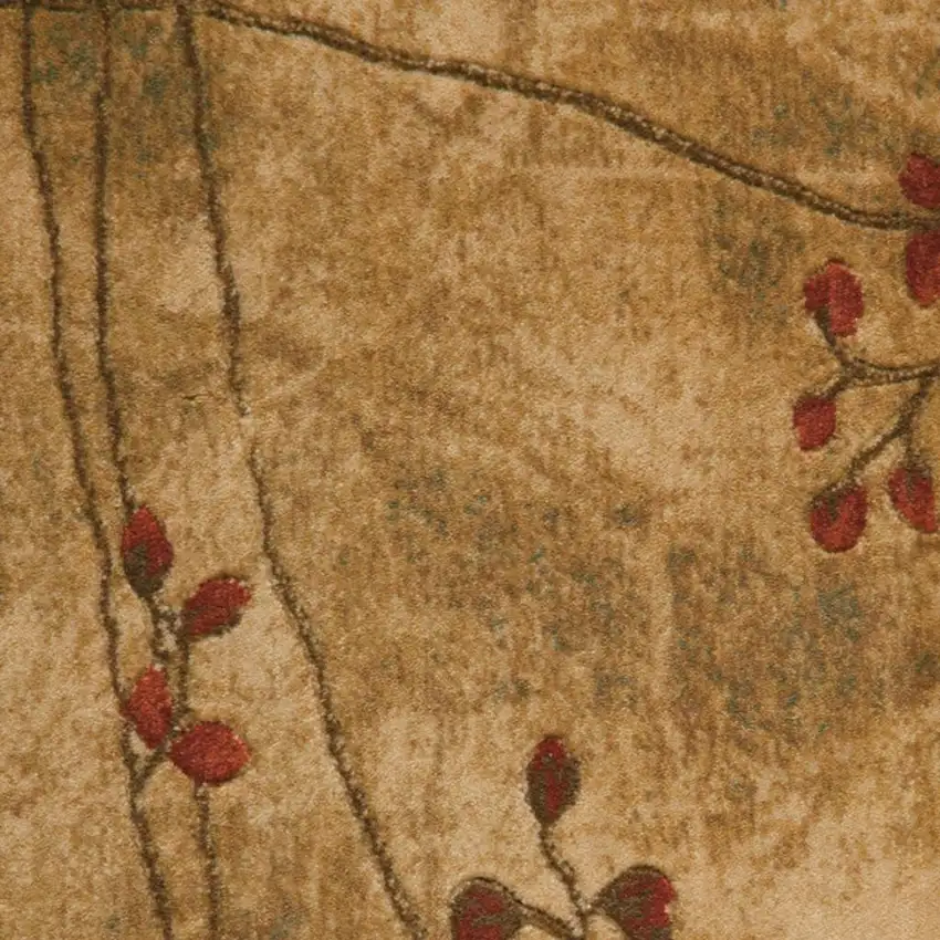 Brown Floral Power Loom Area Rug Photo 1