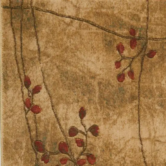 Brown Floral Power Loom Area Rug Photo 3