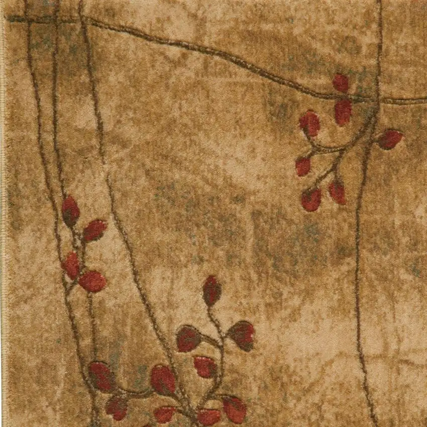 Brown Floral Power Loom Area Rug Photo 3