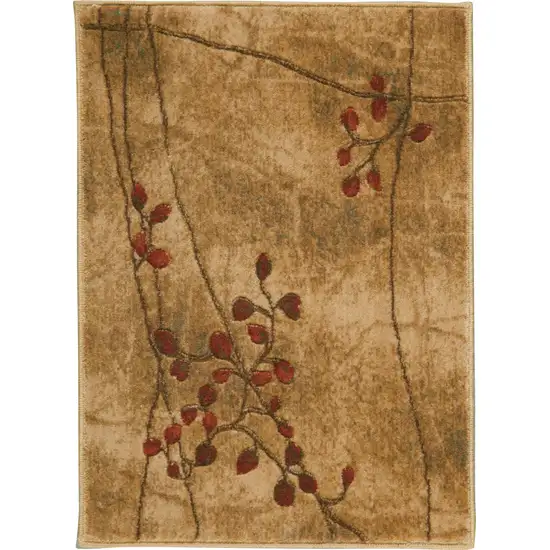 Brown Floral Power Loom Area Rug Photo 4