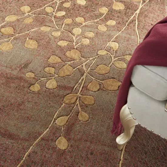 Brown Floral Power Loom Non Skid Area Rug Photo 9