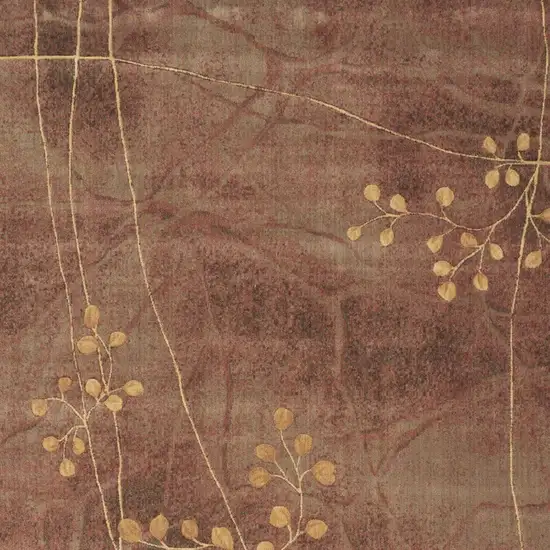 Brown Floral Power Loom Non Skid Area Rug Photo 6