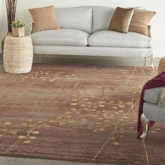 Brown Floral Power Loom Non Skid Area Rug Photo 4
