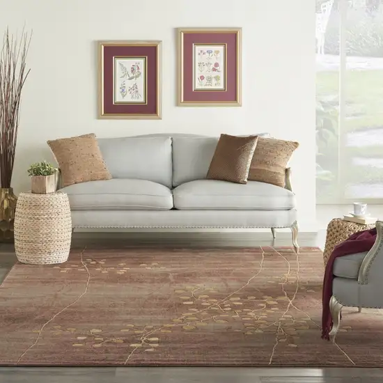 Brown Floral Power Loom Non Skid Area Rug Photo 5