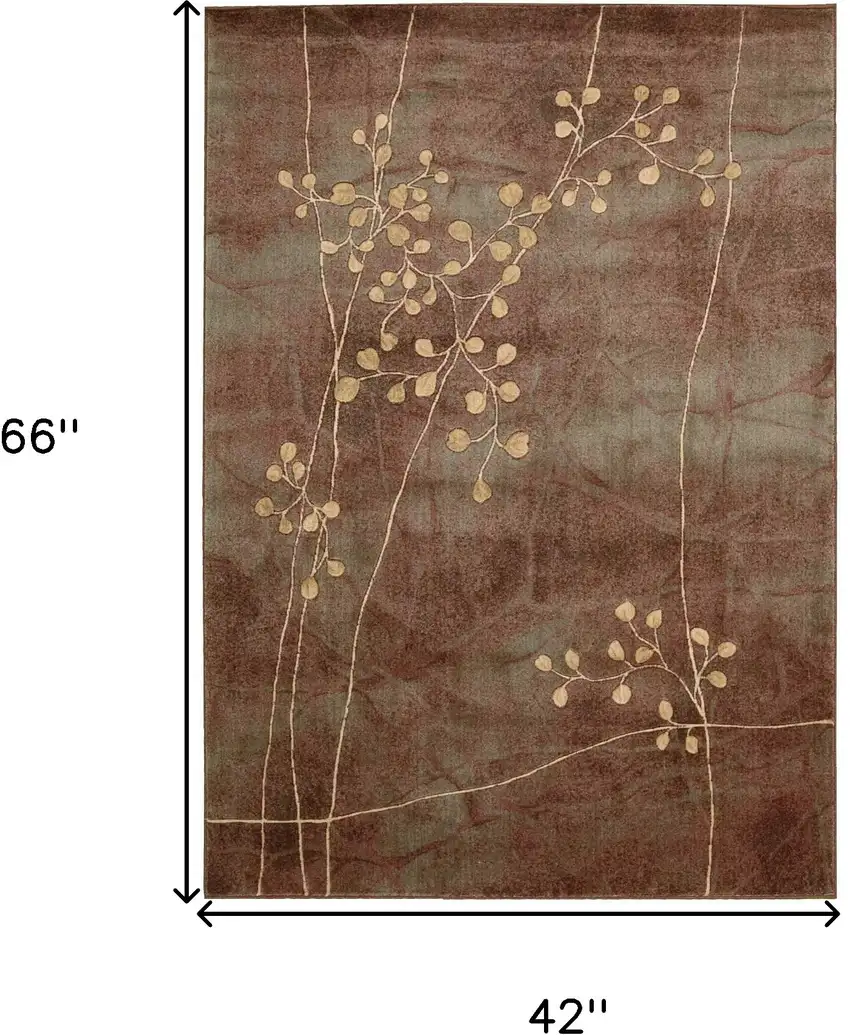 Brown Floral Power Loom Area Rug Photo 5