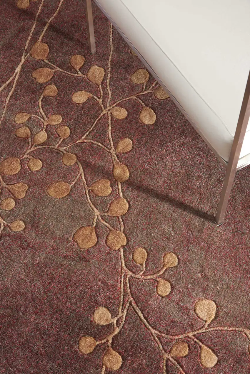 Brown Floral Power Loom Area Rug Photo 4
