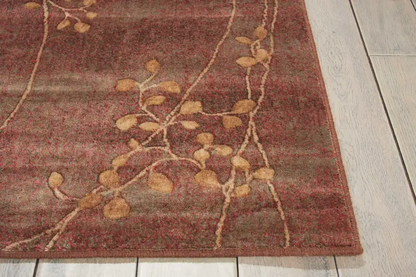 Brown Floral Power Loom Area Rug Photo 8