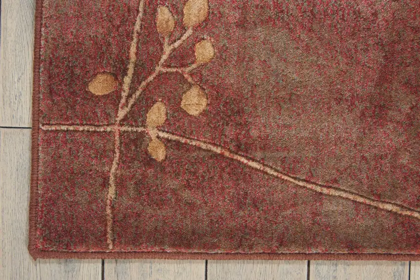 Brown Floral Power Loom Area Rug Photo 3