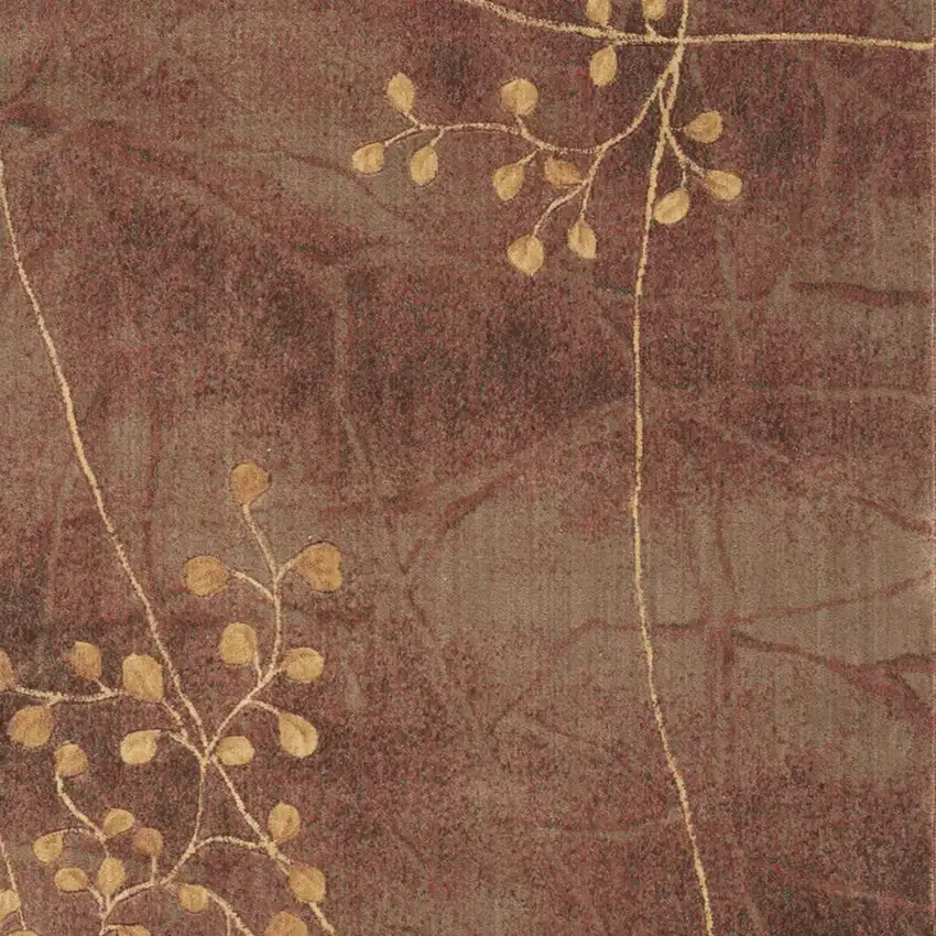 Brown Floral Power Loom Area Rug Photo 1