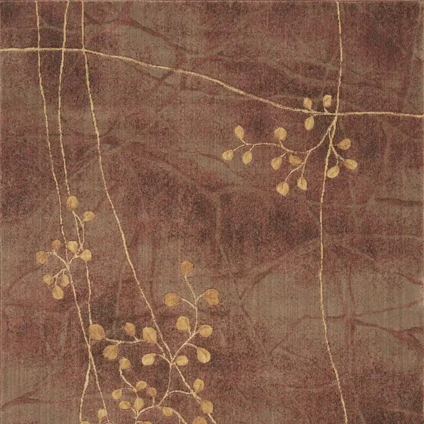 Brown Floral Power Loom Area Rug Photo 3