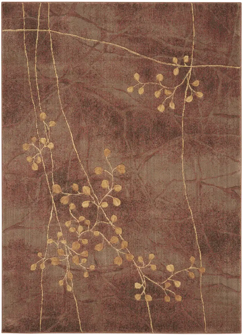 Brown Floral Power Loom Area Rug Photo 4