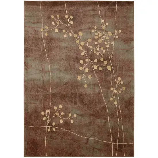 Brown Floral Power Loom Area Rug Photo 4
