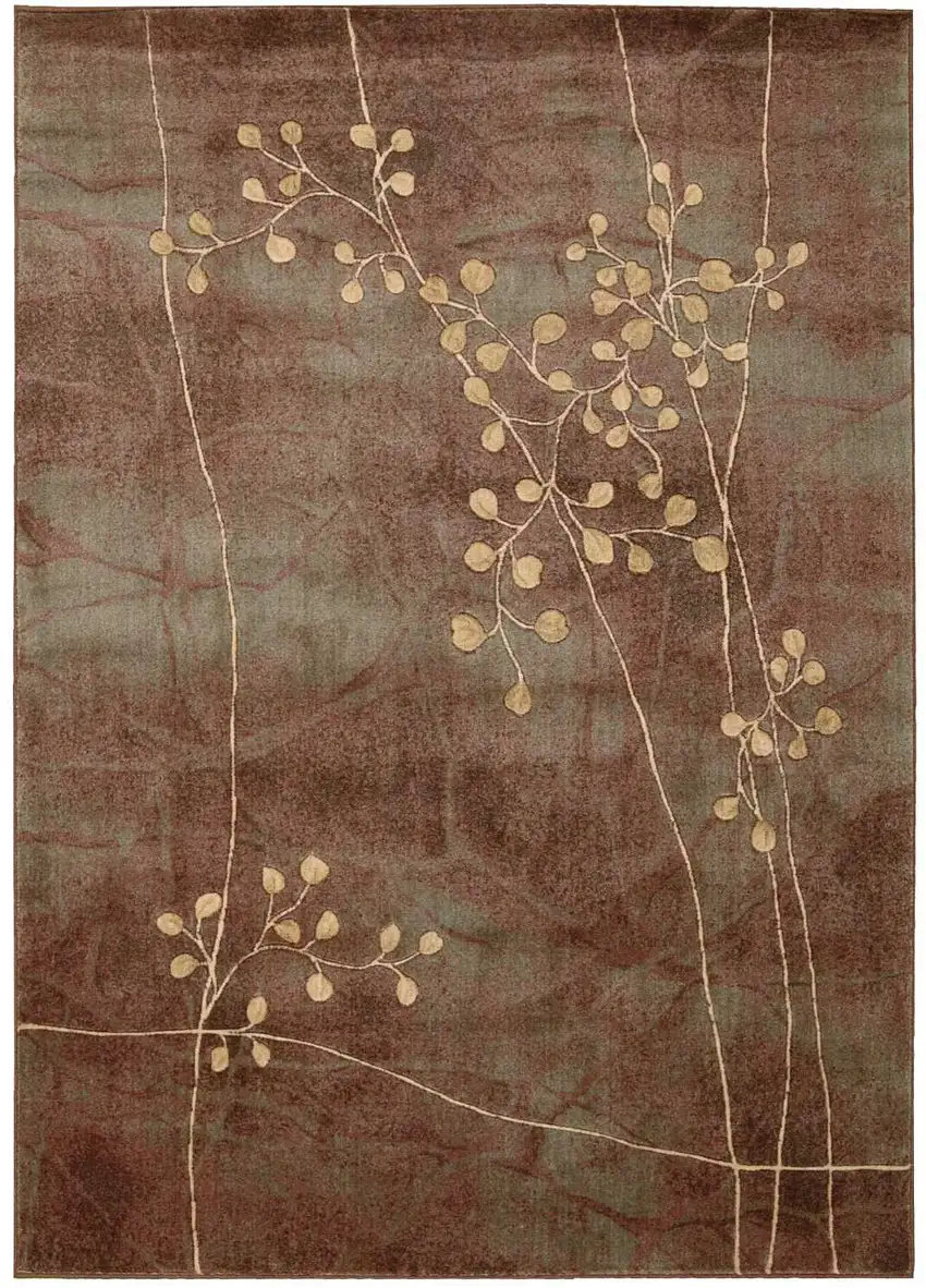 Brown Floral Power Loom Area Rug Photo 4