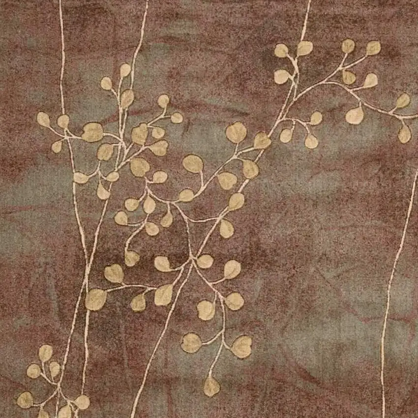 Brown Floral Power Loom Area Rug Photo 3