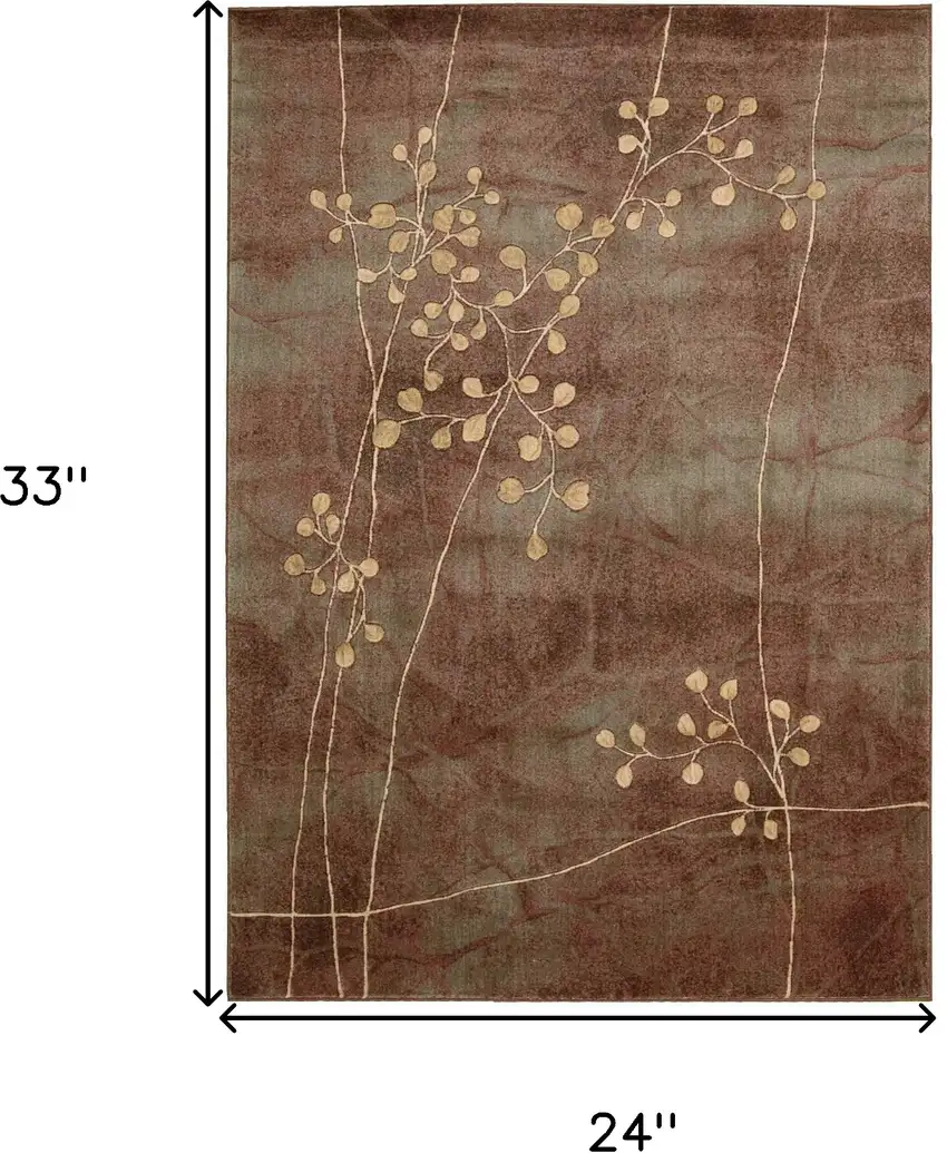 Brown Floral Power Loom Area Rug Photo 5