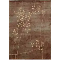 Photo of Brown Floral Power Loom Area Rug