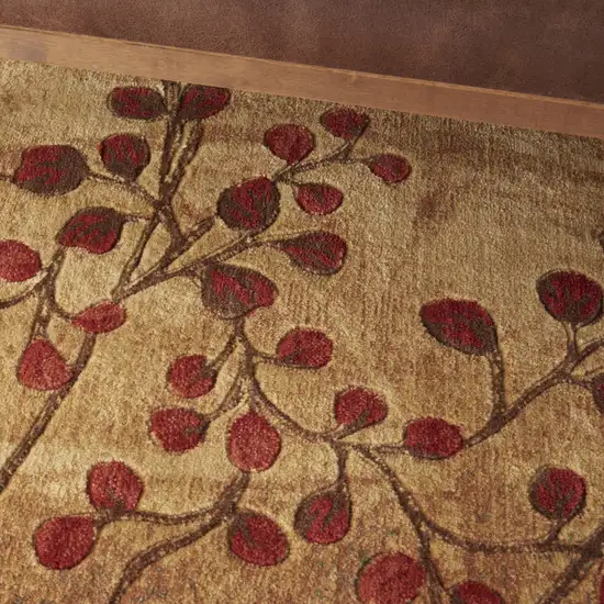 Brown Floral Power Loom Area Rug Photo 7