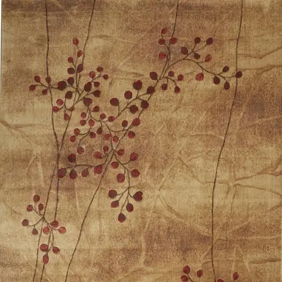 Brown Floral Power Loom Area Rug Photo 3