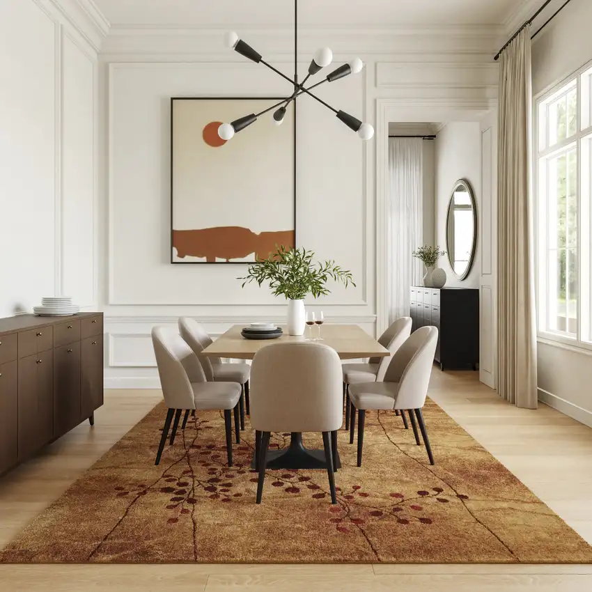 Brown Floral Power Loom Area Rug Photo 6