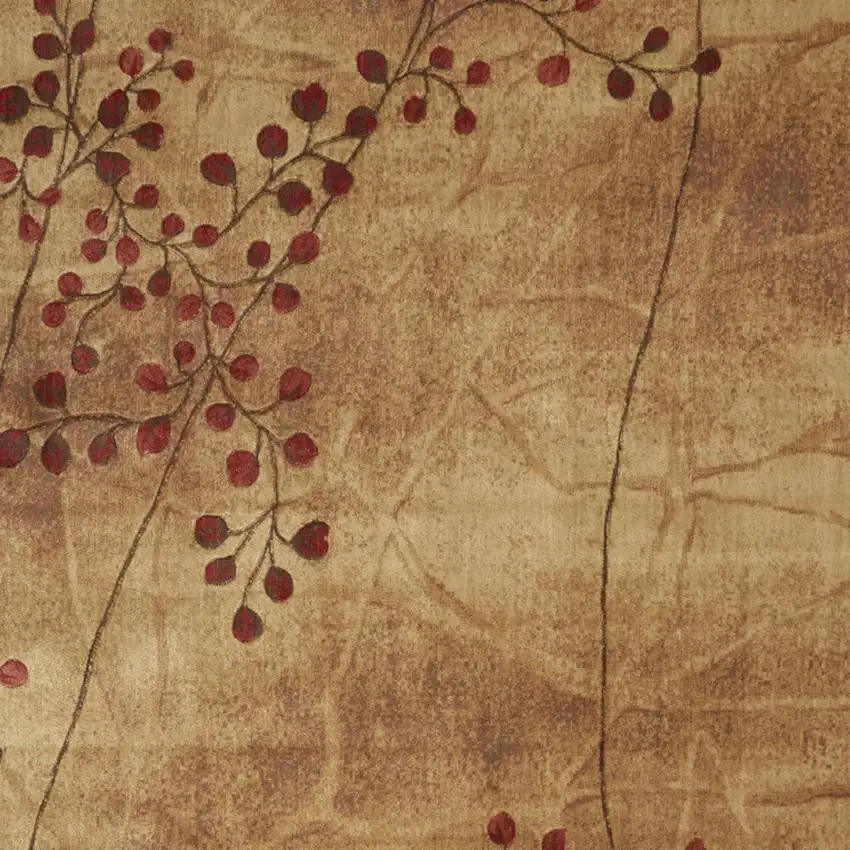 Brown Floral Power Loom Area Rug Photo 1