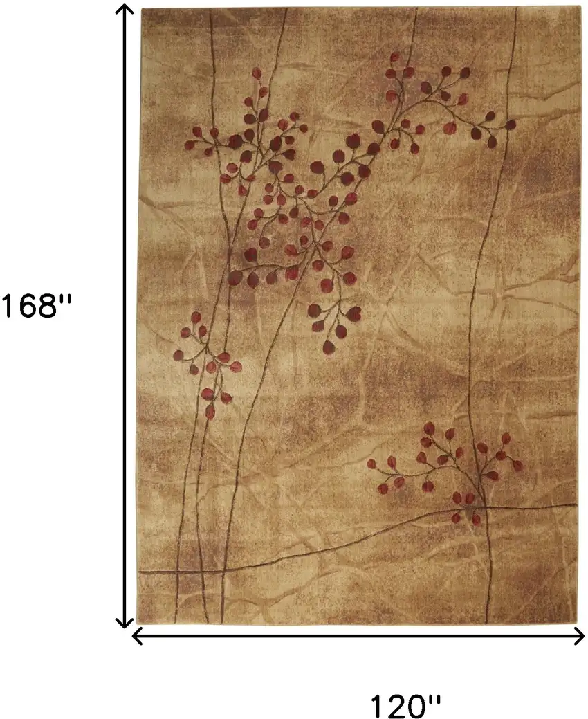 Brown Floral Power Loom Area Rug Photo 8