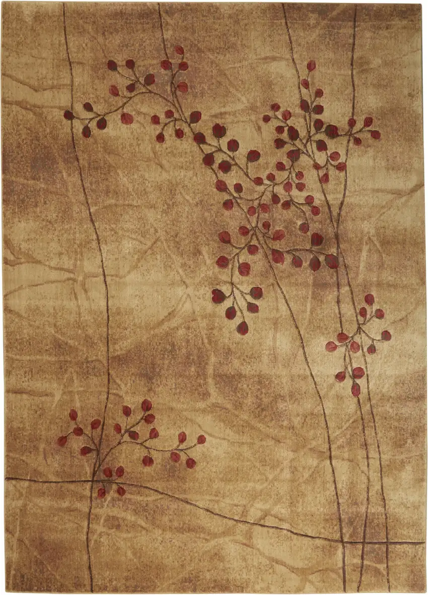 Brown Floral Power Loom Area Rug Photo 3