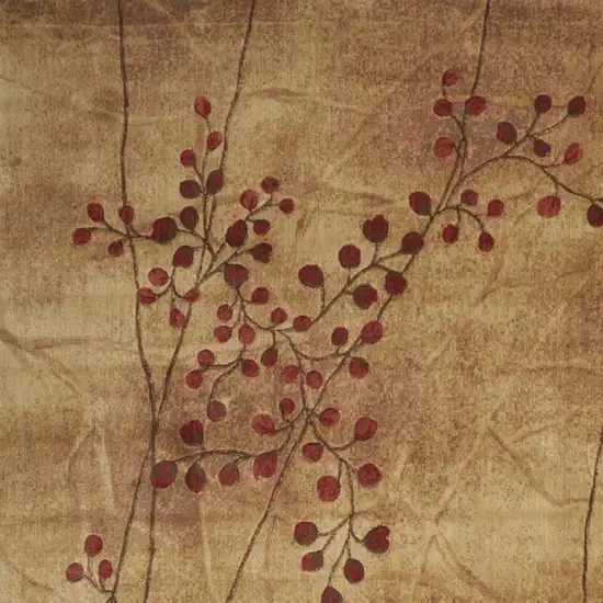 Brown Floral Power Loom Area Rug Photo 1