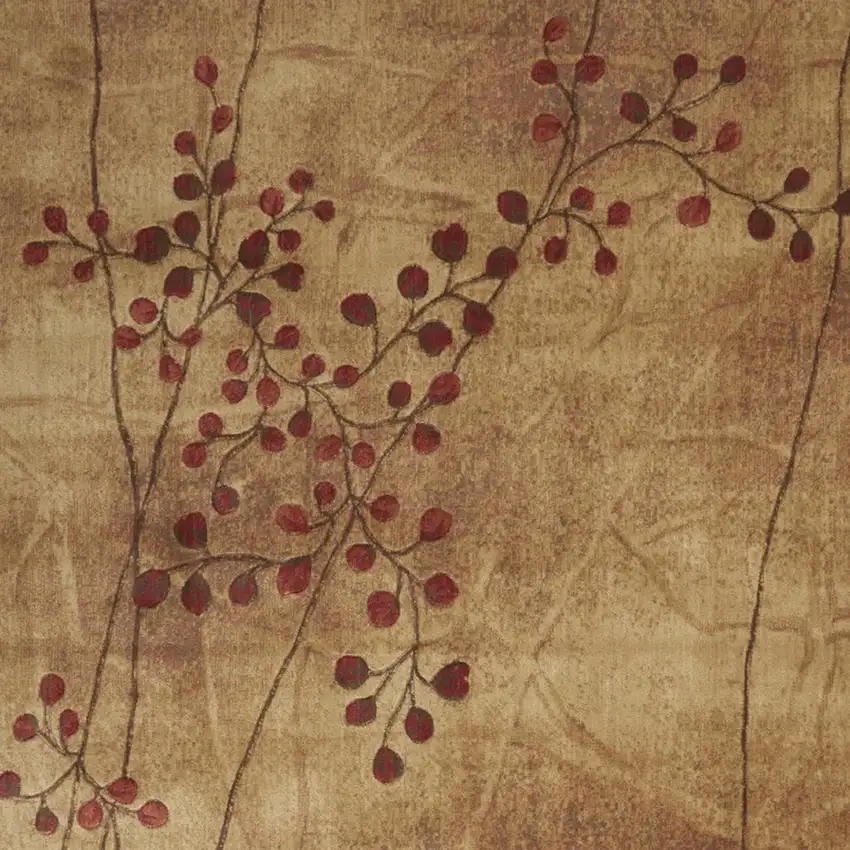 Brown Floral Power Loom Area Rug Photo 1