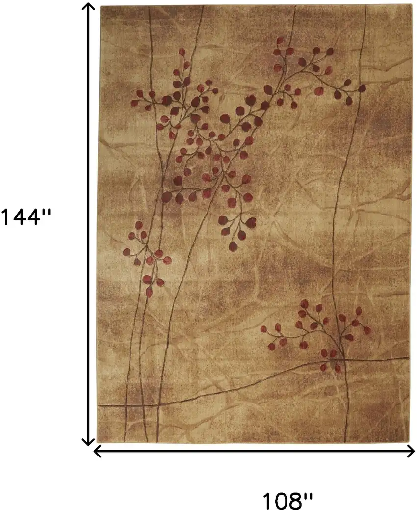 Brown Floral Power Loom Area Rug Photo 8