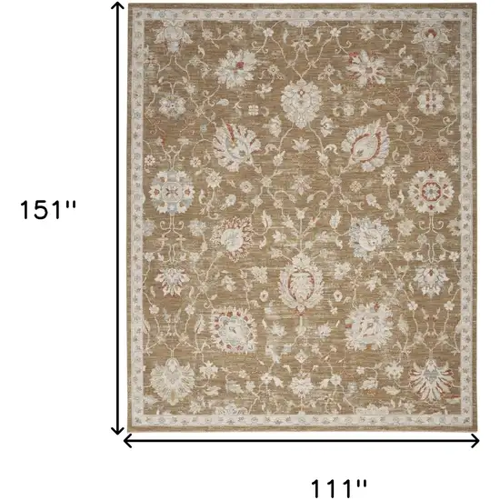 Brown Floral Power Loom Distressed Area Rug With Fringe Photo 3