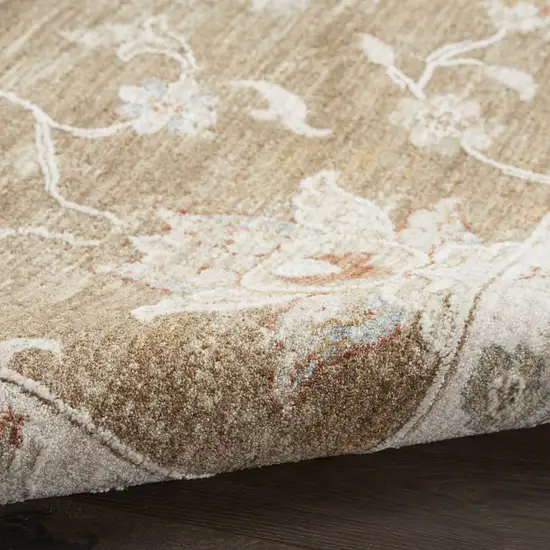 Brown Floral Power Loom Distressed Area Rug Photo 7