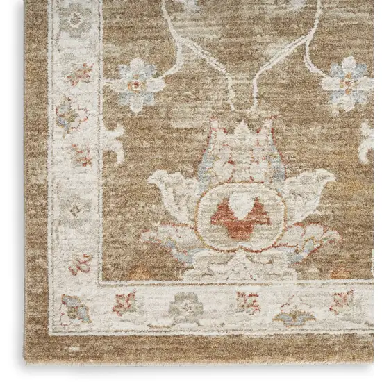 Brown Floral Power Loom Distressed Area Rug Photo 8
