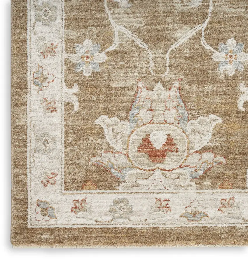 Brown Floral Power Loom Distressed Area Rug Photo 8