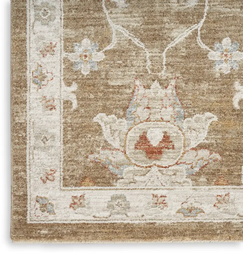 Brown Floral Power Loom Distressed Area Rug Photo 5