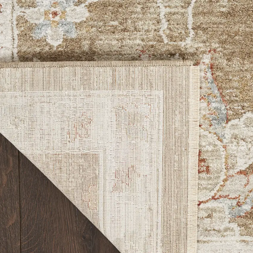 Brown Floral Power Loom Distressed Area Rug Photo 9