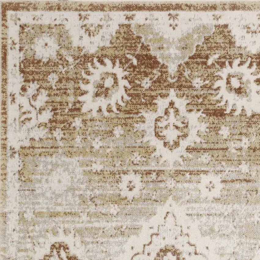 Brown Floral Power Loom Worn Faded Area Rug Photo 9