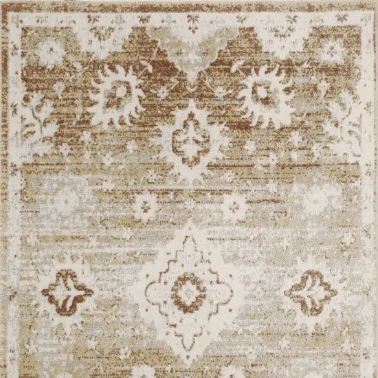Brown Floral Power Loom Worn Faded Area Rug Photo 8