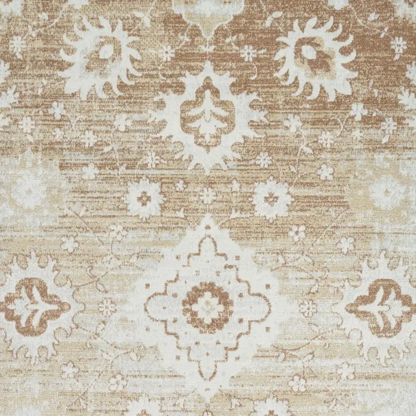 Brown Floral Power Loom Worn Faded Area Rug Photo 8
