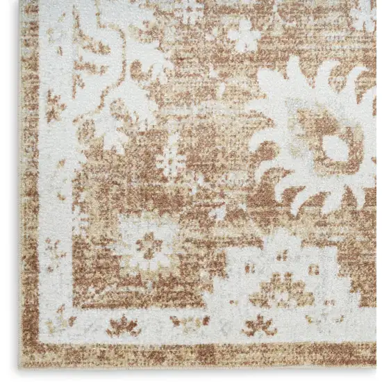 Brown Floral Power Loom Worn Faded Area Rug Photo 8