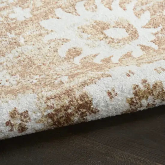 Brown Floral Power Loom Worn Faded Area Rug Photo 9