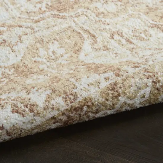 Brown Floral Power Loom Worn Faded Area Rug Photo 9