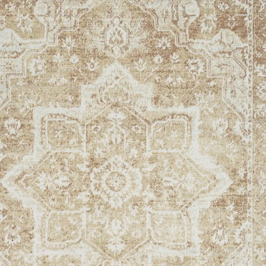 Brown Floral Power Loom Worn Faded Area Rug Photo 7