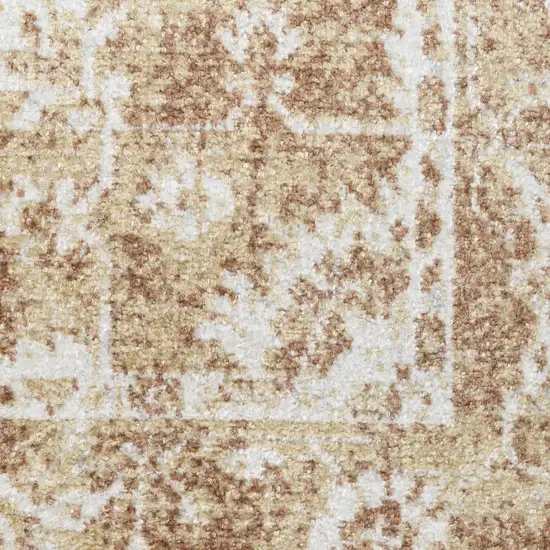 Brown Floral Power Loom Worn Faded Area Rug Photo 3