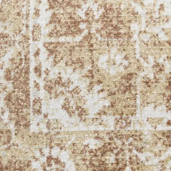 Brown Floral Power Loom Worn Faded Area Rug Photo 2