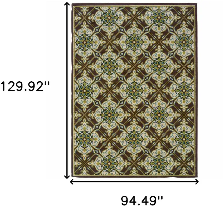 Brown Floral Stain Resistant Indoor Outdoor Area Rug Photo 5