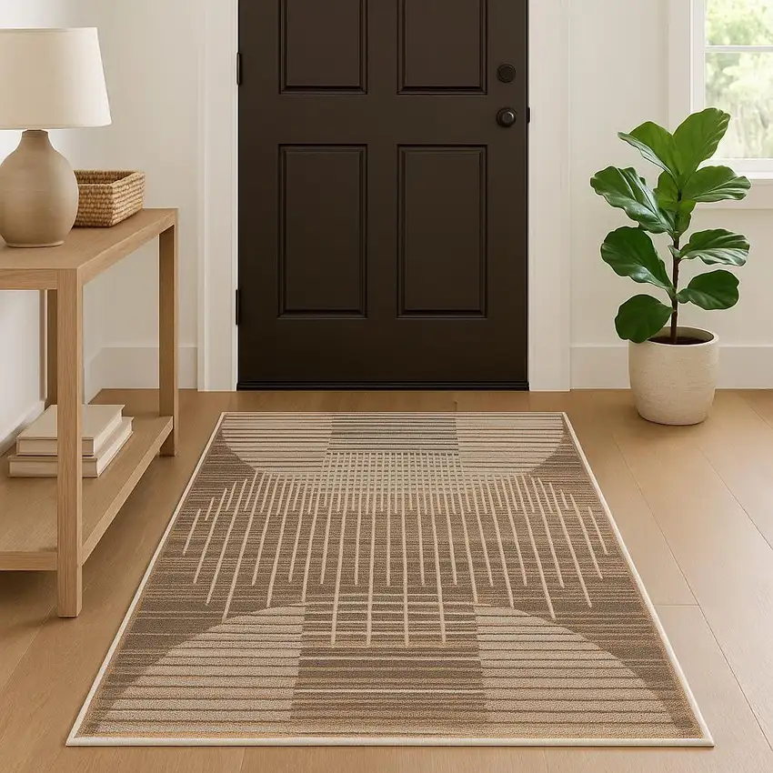Brown Geometric Area Rug Photo 1