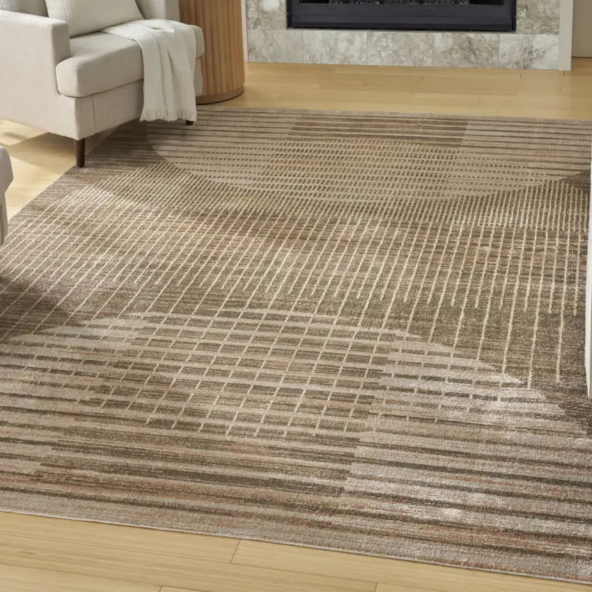 Brown Geometric Area Rug Photo 5