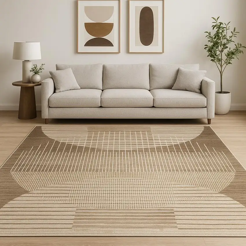 Brown Geometric Area Rug Photo 1