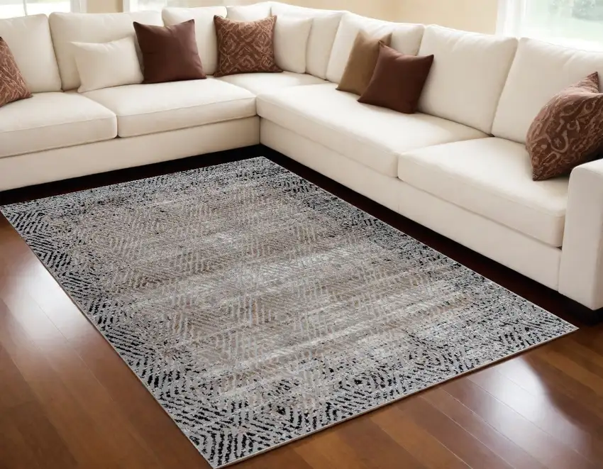 5' X 8' Brown Geometric Area Rug Photo 1